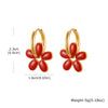 Gold Plated Five-petal Flower Wine Red Lacquered Earrings for Women Enamel Flower Ear Jewelry Holiday Party Gifts - Image 7