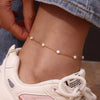 Stainless Steel Pvd Plating Waterpoof Rhinestone Zircon Freshwater Pearl Rope Chain Gold Color Anklets For Women - Image 6