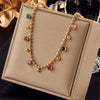 316L Stainless Steel Ball Chain Necklace with Multicolor Crystal and Zircon Details - Image 1