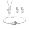 Silver Color Sweet Bud Leaf Simulated Pearl Necklace+Earrings+Bracelet For Women Jewelry Sets Korean Jewelry - Image 6