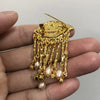 Eye Motif Tassel Brooch with Metal Chain Details - Image 3