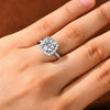 Brilliant Halo Ring 8mm D Engagement Wedding Finger Rings Gold for Women with - Image 4