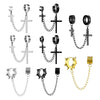 Punk One-peice Tassel Clip Earrings Cross Hoop Earrings for Women Teens Men Ear Cuffs Alloy Hip Hop Jewelry Earing Metal Chain - Image 1