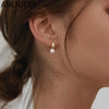 Anenjery Imitation Pearl Hoop Earrings for Women Round Wedding Party Ear Jewelry - Image 1