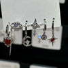 6PCS Set Goth Punk Vintage Aesthetic Crystal Heart Moon Cross Star Pendant Earrings For Men Women Grunge Y2K Jewelry Accessories - Image 1