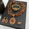Vintage 4pcs Necklace Earring Ring Bracelet Crystal Stone Jewelry Sets for Women Amethyst Tigers Eye Statement Jewelrys - Image 15