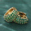 Gold Color Green CZ Hoops Earrings Woman Circle Party Daily Wear - Image 5
