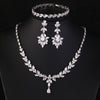 Brilliant Zirconia Leaf Necklace Earrings Rings Bracelets Set for Women CZ Drop Bridal Wedding Jewelry Sets - Image 26