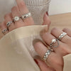 Silver Open Retro Ring For Women Geometric Punk Asymmetric Jewelry Gift - Image 3