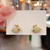 Cute Rabbit Stud Earrings for Bling Bling Crystal CZ Female Earrings Daily Wear Party Statement Jewelry - Image 4