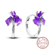 Silver Hoops Earrings Colorful Flower Butterfly Bee Drop Earring For Women Birthday Party Jewelry Gifts - Image 37