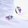 Colorful Cubic Zirconia Huggie Hoop Earrings in Flower Butterfly and Clover Designs - Image 99