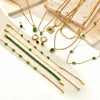 Retro Green Zircon Pendant Necklace For Women, Crystal Stone Chain Stainless Steel Gold Plated Birthday Gifts - Image 1