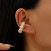Retro Pearl White Striped Ear Clip for Women Geometric C-Shaped Resin Without Piercing Cartilage Ear Cuff Jewelry Gifts - Image 2