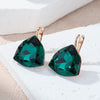 Dark Green Big Stone Women's Drop Earrings Rose Gold Color Wedding Jewelry Accessories - Image 2