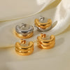 Minimalist Double Layer C-shaped Hoop Stainless Steel Post Earrings for Women Gold Plated Two-tone Circle Piercing Earring - Image 5