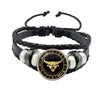 12 Constellation Bracelet Scorpio Sagittarius Capricorn Aquarius Black Rope Leather Button Bracelet Zodiac Jewelry For Gift - Image 5