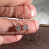 Creative Long Chain Dangle Earring Classic Four Claw Round Stone Drop Earrings For Women Rose Gold Color Crystal Wedding Jewelry - Image 1
