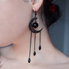 Gothic Black Agate Moon Variant Hollow Out Pattern Crescent Moon Tassel Pendant Dangle Earrings for Women Men Charm Jewelry Gift - Image 6