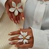 Elegant White Flower Rings for Women Vintage Big Petals Open Chunky Finger Ring Romantic Glazed Design Wedding Knuckle Jewelry - Image 4