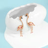 Rose Gold Series Silver Flamingo Giraffe Star and Moon Flower Earrings Elegant Party Jewelry Gifts - Image 3