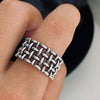 Silver Weave Network Thick Adjustable Rings For Women Engagement Jewelry Jewellery Moneys - Image 1