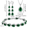 Water Drop Green Cubic Zirconia White CZ Silver Jewelry Sets For Women Wedding Earrings/Pendant/Necklace/Bracelet - Image 4