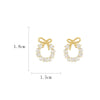 Minimalist Round Bow Knot Earrings For Women Temperament Rhinestone Imitation Pearl Stud Earrings Party Wedding Jewely E - Image 6