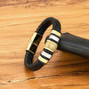 Xqni Leather Bracelet Men Classic Stainless Steel Beaded Leather Braided Rope Bangle For Charm Men Jewelry Birthday Gift - Image 4