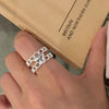 Silver Open Finger Ring Punk Heart Irregular Geometric Stackable For Women Girl Jewelry Gift - Image 20