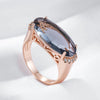 Grey Big Oval Wedding Rings For Women Rose Gold Color With Zircon Daily Jewelry - Image 4