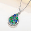 Geometric Green/Blue Cubic Zirconia Necklace for Women Silver Color Chain Women Wedding Jewelry - Image 2