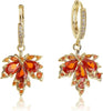 Dainty Rhinestone CZ Dangling Golden Leaf Small Hoop Dangle Earrings for Women Prom Wedding Leaf Jewelry Gift - Image 4
