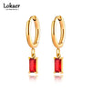 Stainless Steel Geometric Square Hoop Earrings Black/White/Red/Green CZ Crystal Bohemia Party Earrings For Women - Image 1