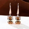 Female Crystal Green Oval Stone Zircon Earring Rose Gold Color Long Dangle Wedding Jewelry For Women - Image 9