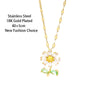 Sweet Sexy Sparkly Zircon Crystal Sunflower Necklaces For Women Cute Stainless Steel Clavicle Chain Jewelry - Image 2