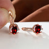 Cute Female Crystal Blue Round Stone Earrings Simple Crown Rose Gold Color Bride Jewelry For Women - Image 9