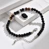 Geometric Black Glass Square Pendant Anklet, Nature Stone Bead Chain Ankle Bracelet for Men, Stainless Steel Foot Jewelry - Image 3