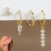 4PCS Simple Crystal Zirconia Square Dangle Earrings Set For Women Korean Stainless Steel Pendant Stud Earring Piercing Jewelry - Image 1