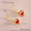 Gold Plated Sacred Heart Drop Earrings For Women Girls Red Cubic Zircon Earring Banquet Party Jewelry 1Pair - Image 3