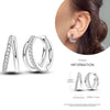 Silver Women Hoop Earrings Gifts For Girl U Rhombic Shape Geometric Lines Zircon Earring - Image 10