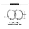 Stainless Steel Hoop Earrings Set 10 Pieces 8mm to 20mm - Image 11