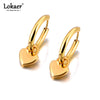 Stainless Steel Love Heart Hoop Earrings For Women Gold Plated Wedding Party Jewelry - Image 1