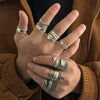 12Pcs/set Vintage Y2K Punk Carved Texture Rings for Women Men Hip-hop Stainless Steel Adjustable Open Ring Jewelry Party Gifts - Image 1