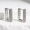 Unique Vertical Bar Rectangular Zircon Earrings for Women Silver Color Plated Hoop Earrings Jewelry Gifts - Image 4