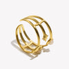 Exaggerated Three Layers Moon Sun Theme Opening Ring Gold Plated Stainless Steel Women Chic Jewelry - Image 5