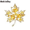 Beautiful Crystal Maple Leaf Brooches For Women Unisex 2-color Floral Plant Party Office Brooch Pins Gifts - Image 2