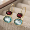 Simple Gold Color Metal Inlaid CZ Stones Pendant Earrings Oval Geometric Personality Dangle Earrings For Women - Image 1