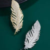 Rhinestone Feather Brooch Pin in Gold-Tone and Silver-Tone Styles - Image 3