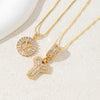 2Pcs Full CZ Zircon Iced Crystal Initial Letter Flower Necklace Women Copper A-Z Alphabet Pendant Couple Jewelry Birthday Gifts - Image 23